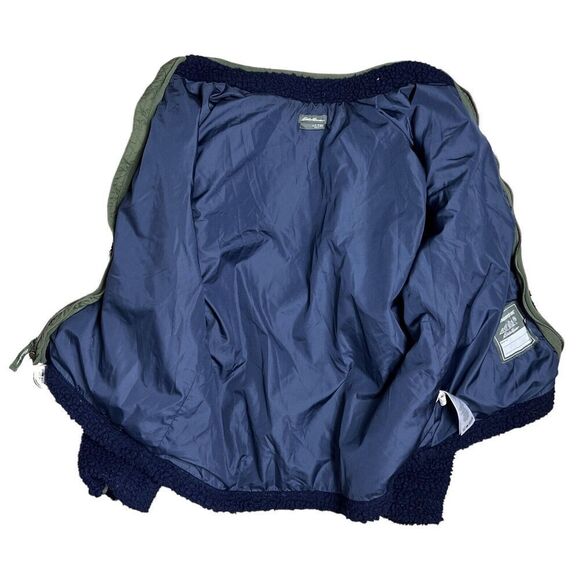 Eddie Bauer Jacket Youth L 14 Blue Zip Sherpa Fleece Layer Pockets Collarless - Picture 5 of 9